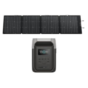 combo solar portátil ecoflow delta 3 1500 ups (1536wh) + panel solar plegable de 220w bifacial - energía limpia para hogar, camping y emergencias