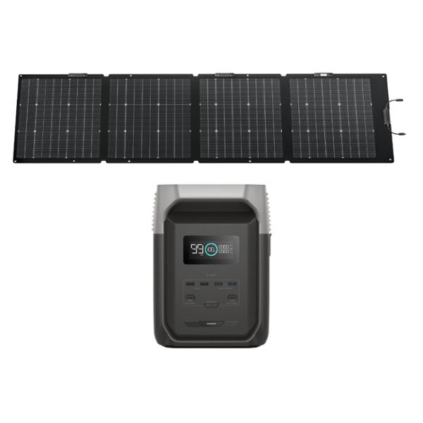 combo solar portátil ecoflow delta 3 1500 ups (1536wh) + panel solar plegable de 220w bifacial - energía limpia para hogar, camping y emergencias