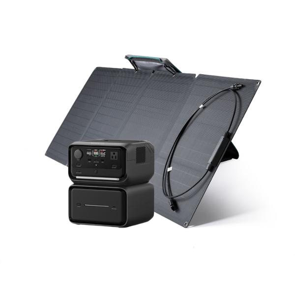 combo solar portátil ecoflow river 3 max plus ups (858wh) + panel solar plegable de 110w pórtatil - energía limpia para hogar, camping y emergencias