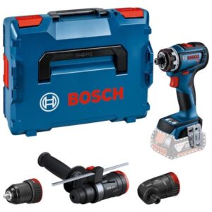 taladro atornillador bosch heavy duty 18v con 3 acoplamientos de mandril y maletín