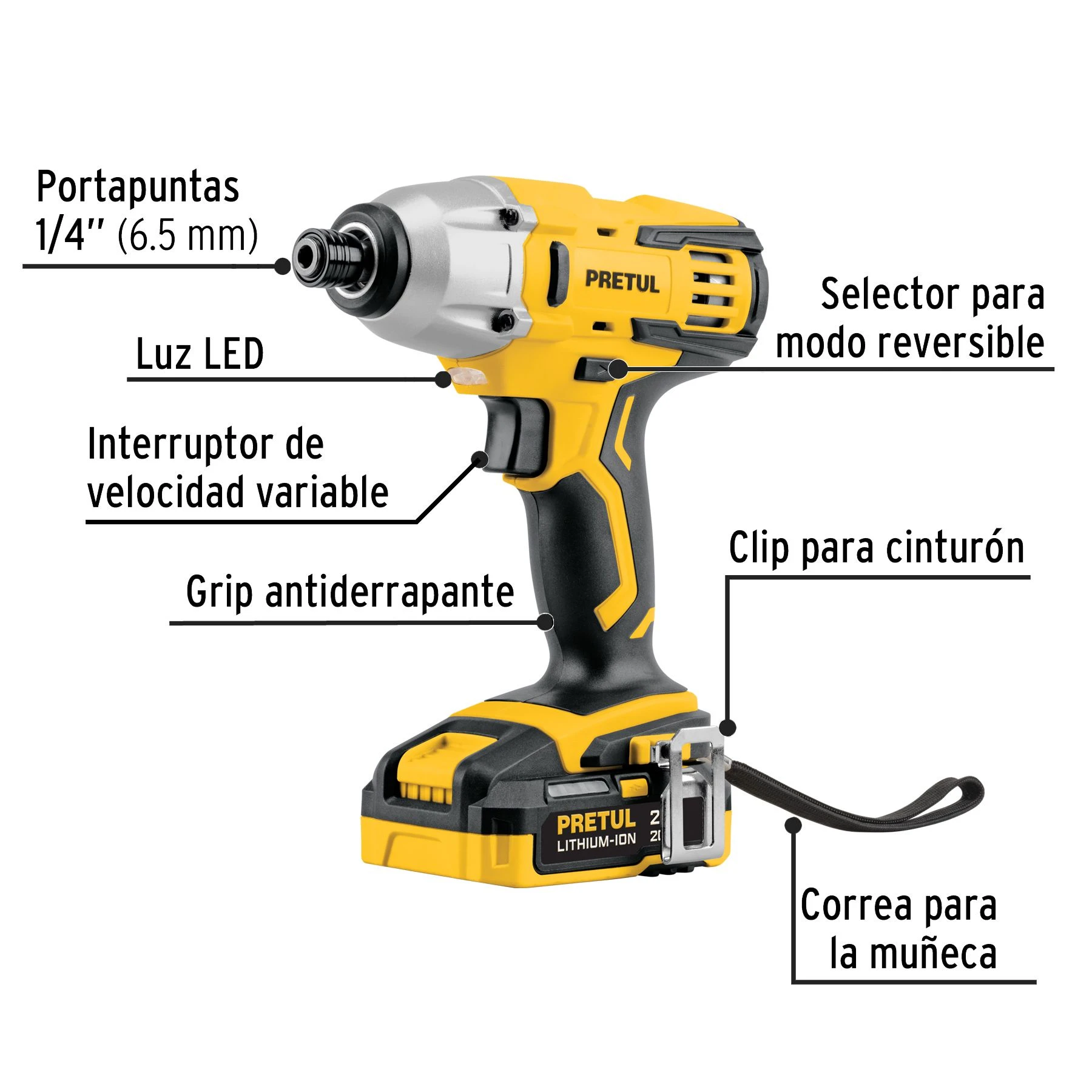 Destornillador de impacto 1/4", 20V, 1 batería 2Ah - Image 3